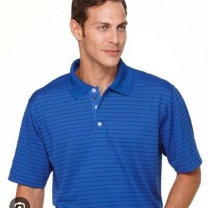Men's Blue Striped Polo Shirt